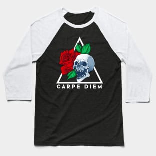 Skull and Rose Carpe Diem Baseball T-Shirt